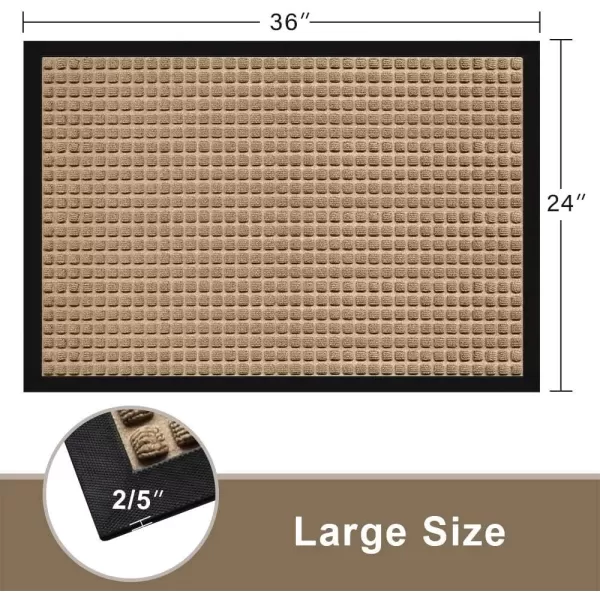Amagabeli Large Outdoor Door Mats Rubber Shoes Scraper 36" x 24" for Front Door Entrance Outside Doormat Patio Rug Dirt Debris Mud Trapper Waterproof Out Door Mat Low Profile Washable Carpet BG036