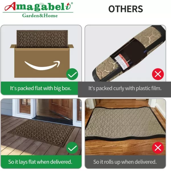 Amagabeli Large Outdoor Door Mats Rubber Shoes Scraper 36" x 24" for Front Door Entrance Outside Doormat Patio Rug Dirt Debris Mud Trapper Waterproof Out Door Mat Low Profile Washable Carpet BG039