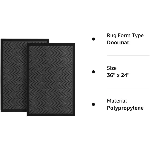 Amagabeli Large Outdoor Door Mats Rubber Shoes Scraper 36" x 24" for Front Door Entrance Outside Doormat Patio Rug Dirt Debris Mud Trapper Waterproof Out Door Mat Low Profile Washable Carpet BG036