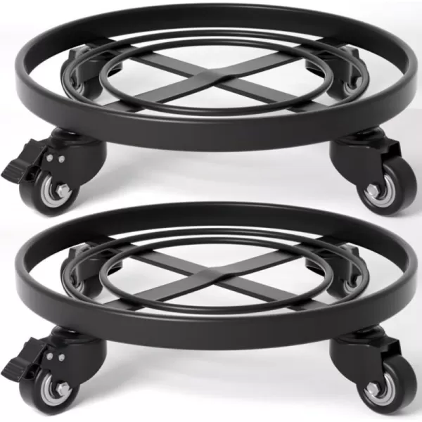 AMAGABELI GARDEN &amp; HOME 12" Metal Plant Caddy Heavy Duty Plant Stand with Wheels Wrought Iron Potted Brake Flower Pot Rack Rollers Mover Dolly Holder Indoor Outdoor Planter Trolley Caster BG1622