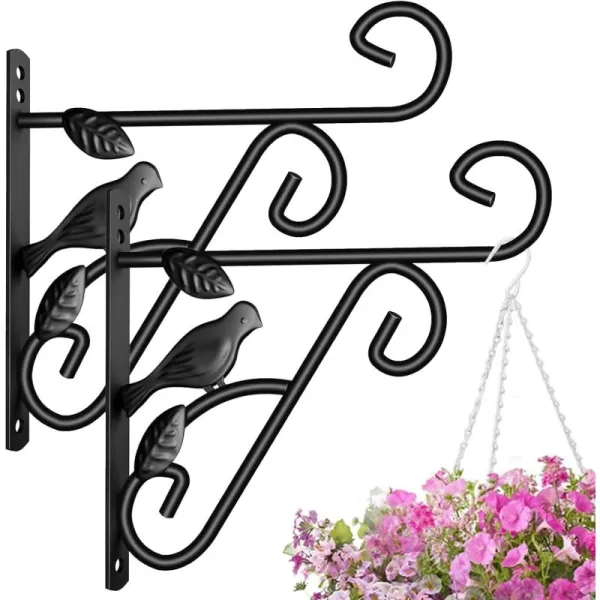 AMAGABELI GARDEN &amp; HOME 2 Pack Hanging Plants Bracket 11" Wall Planter Hooks Hangers Flower Pot Bird Feeder Lanterns Patio Garden for Outdoor Indoor Fence Screw Mount Arm Hardware BG1551