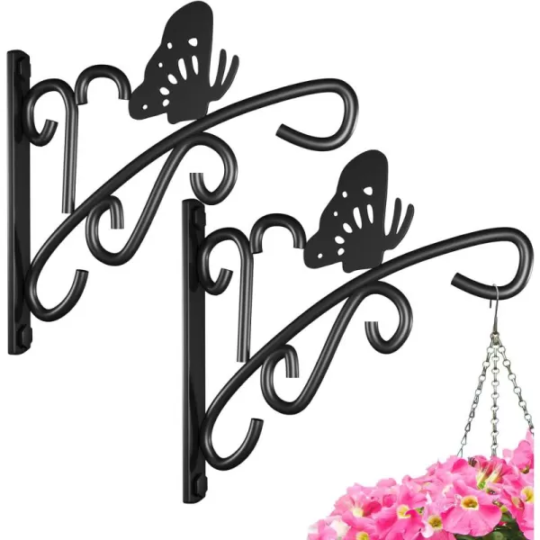 AMAGABELI GARDEN &amp; HOME 2 Pack Hanging Plants Bracket 11" Wall Planter Hooks Hangers Flower Pot Bird Feeder Lanterns Patio Garden for Outdoor Indoor Fence Screw Mount Arm Hardware BG1551