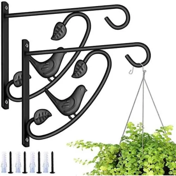 AMAGABELI GARDEN &amp; HOME 2 Pack Hanging Plants Bracket 11" Wall Planter Hooks Hangers Flower Pot Bird Feeder Lanterns Patio Garden for Outdoor Indoor Fence Screw Mount Arm Hardware BG1551