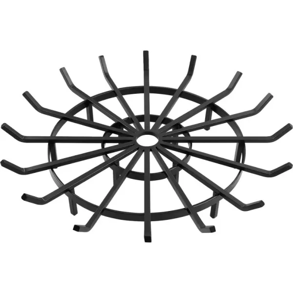 AMAGABELI GARDEN &amp; HOME 27in Log Grate Wrought Iron Fire Pit Round Spider Wagon Wheel Firewood Heavy Duty 0.7in Bar Fireplace Stove Burning Rack Holder Chimney Hearth Kindling Stacking BG275