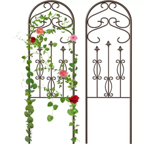 AMAGABELI GARDEN &amp; HOME 4 Pack Metal Garden Trellis for Climbing Plants Roses Vines Flower Vegetable 60" x 18" Rustproof Sturdy Lattice Black Iron Trellis for Potted Plants Support GT01