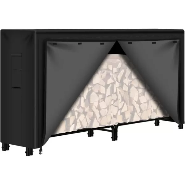 AMAGABELI GARDEN &amp; HOME 4ft Firewood Log Rack Cover Weather Resistant Outdoor Heavy Duty Waterproof 600D Oxford Fabric Fireplace Logs Holder Covering Fire Wood Storage Covers Black