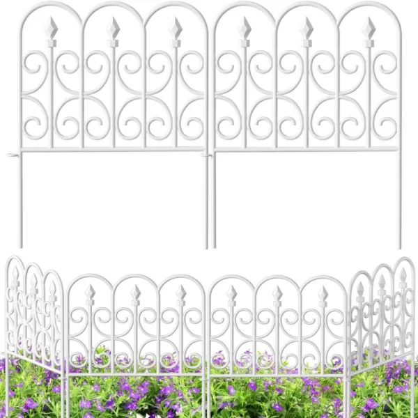 AMAGABELI GARDEN &amp; HOME 5 Panels Decorative Garden Fences and Borders for Dogs 32in×10ft No Dig Metal Fence Panel Garden Edging Border Fence For Animal Barrier Fencing for Flower Beds Yard Patio