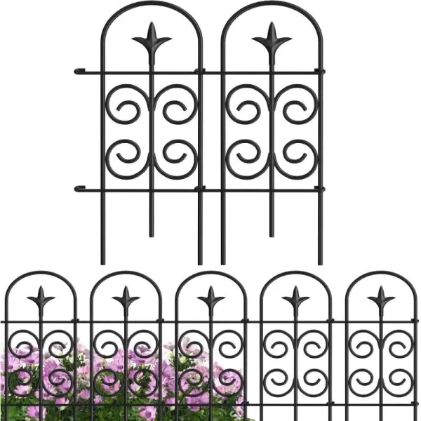 AMAGABELI GARDEN &amp; HOME 8 Panels Decorative Garden Fences and Borders for Dogs 32in×10ft No Dig Metal Fence Panel Garden Edging Border Fence for Animal Barrier Fencing for Flower Bed Yard Patio