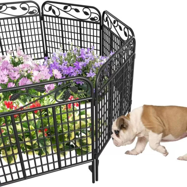 AMAGABELI GARDEN &amp; HOME Amagabeli 2 Pack Decorative Garden Fence Border 36inx44in Animal Barrier Dogs Rustproof Landscape Wrought Iron Fencing Gate Folding Patio Flower Bed Black ET043