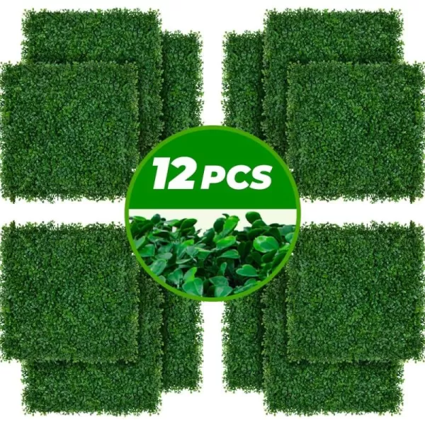 Amagabeli Garden Home 12 PCS 20"x20" Artificial Boxwood Panels Decor Faux Grass Wall Panel Privacy Hedge Screen UV Protected for Outdoor Indoor Garden Fence Backyard