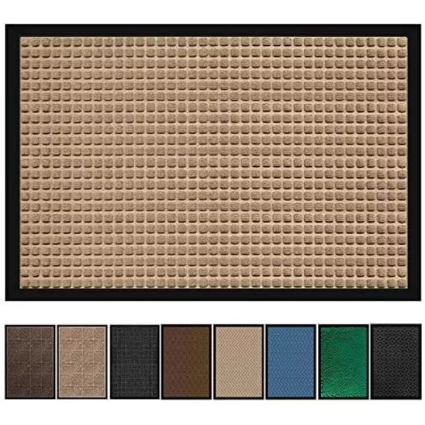 Amagabeli Large Outdoor Door Mats Rubber Shoes Scraper 36" x 24" for Front Door Entrance Outside Doormat Patio Rug Dirt Debris Mud Trapper Waterproof Out Door Mat Low Profile Washable Carpet BG036