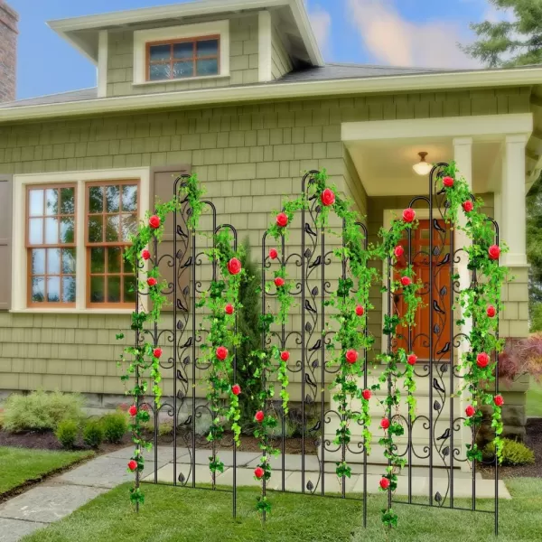 AMAGABELI GARDEN &amp; HOME 2 Pack Large Garden Trellis 71” x 21” Heavy Duty Rustproof Black Iron Plant Trellis for Potted Plant Support Metal Climbing Rose Trellis Vine Vegetable Cucumber