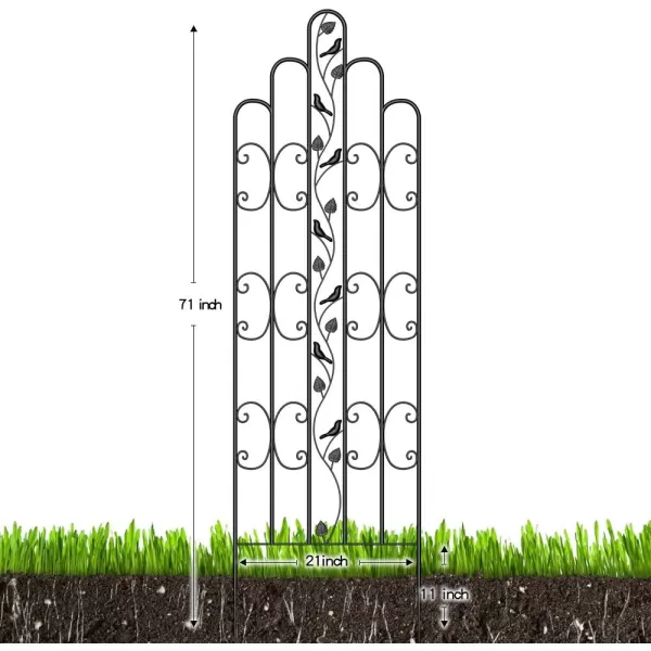 AMAGABELI GARDEN &amp; HOME 2 Pack Large Garden Trellis 71” x 21” Heavy Duty Rustproof Black Iron Plant Trellis for Potted Plant Support Metal Climbing Rose Trellis Vine Vegetable Cucumber