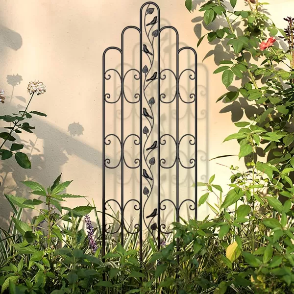AMAGABELI GARDEN &amp; HOME 2 Pack Large Garden Trellis 71” x 21” Heavy Duty Rustproof Black Iron Plant Trellis for Potted Plant Support Metal Climbing Rose Trellis Vine Vegetable Cucumber