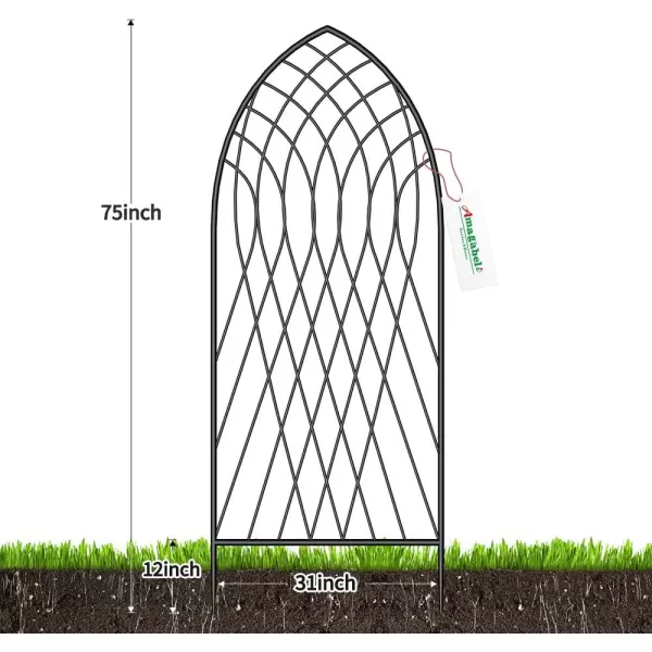 AMAGABELI GARDEN &amp; HOME 2 Pack Large Garden Trellis for Climbing Plants 71” x 21”Black Iron Plant Trellis for Potted Plant Support Tall Wall Metal Trellis Rose Vine Vegetable Cucumber GT02