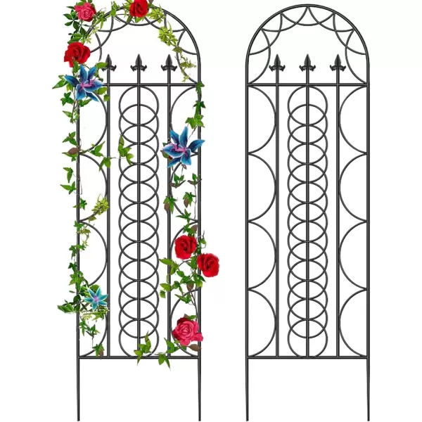 AMAGABELI GARDEN &amp; HOME 2 Pack Large Garden Trellis for Climbing Plants 71” x 21”Black Iron Plant Trellis for Potted Plant Support Tall Wall Metal Trellis Rose Vine Vegetable Cucumber GT02