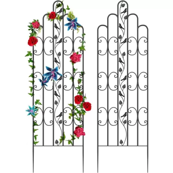 AMAGABELI GARDEN &amp; HOME 2 Pack Large Garden Trellis 71” x 21” Heavy Duty Rustproof Black Iron Plant Trellis for Potted Plant Support Metal Climbing Rose Trellis Vine Vegetable Cucumber