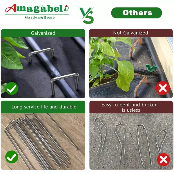 imageAMAGABELI GARDEN ampamp HOME 6 Inch 200 Pack Galvanized Landscape Staples 11 Gauge Garden Staples Landscaping Staples Heavy Duty UShaped Tent Stakes Pins Garden Stakes for Weed Barrier Fabric Tubing Lawn500