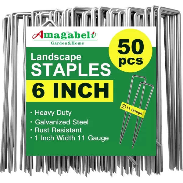 imageAMAGABELI GARDEN ampamp HOME 6 Inch 200 Pack Galvanized Landscape Staples 11 Gauge Garden Staples Landscaping Staples Heavy Duty UShaped Tent Stakes Pins Garden Stakes for Weed Barrier Fabric Tubing Lawn50