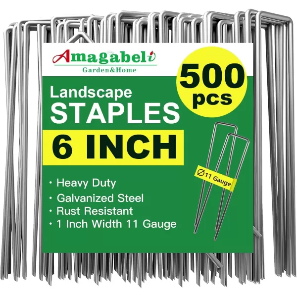 imageAMAGABELI GARDEN ampamp HOME 6 Inch 200 Pack Galvanized Landscape Staples 11 Gauge Garden Staples Landscaping Staples Heavy Duty UShaped Tent Stakes Pins Garden Stakes for Weed Barrier Fabric Tubing Lawn500