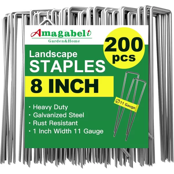 imageAMAGABELI GARDEN ampamp HOME 6 Inch 200 Pack Galvanized Landscape Staples 11 Gauge Garden Staples Landscaping Staples Heavy Duty UShaped Tent Stakes Pins Garden Stakes for Weed Barrier Fabric Tubing Lawn200