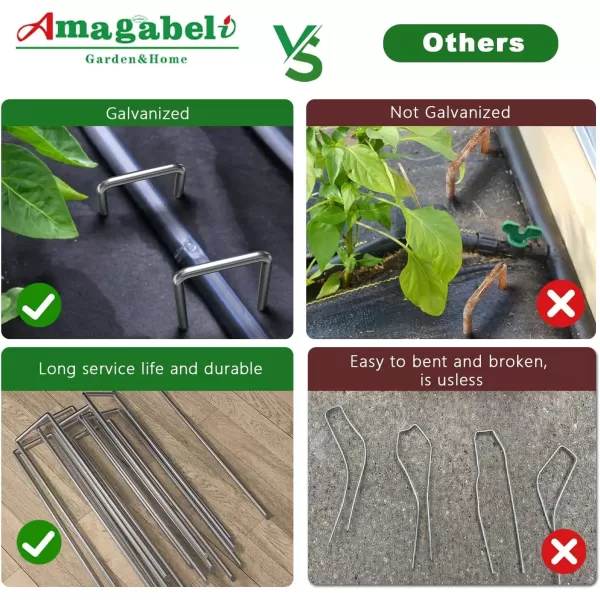 imageAMAGABELI GARDEN ampamp HOME 6 Inch 200 Pack Galvanized Landscape Staples 11 Gauge Garden Staples Landscaping Staples Heavy Duty UShaped Tent Stakes Pins Garden Stakes for Weed Barrier Fabric Tubing Lawn500
