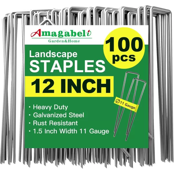 imageAMAGABELI GARDEN ampamp HOME 6 Inch 200 Pack Galvanized Landscape Staples 11 Gauge Garden Staples Landscaping Staples Heavy Duty UShaped Tent Stakes Pins Garden Stakes for Weed Barrier Fabric Tubing Lawn100