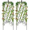 imageAMAGABELI GARDEN ampamp HOME 2 Pack Black Garden Trellis for Climbing Plants 47 x 16 Iron Plant Support Climbing Vines and Flowers Stands Vegetables Patio Metal Lattices Grid Panels for Ivy CucumbersBlack