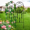 imageAMAGABELI GARDEN ampamp HOME 4 Pack Metal Garden Trellis for Climbing Plants Roses Vines Flower Vegetable 60quot x 18quot Rustproof Sturdy Lattice Black Iron Trellis for Potted Plants Support GT01Black