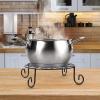 imageAmagabeli 10 inch Metal Plant Stand Heavy Duty for Outdoor Indoor Plants Wrought Iron Rustproof Iron Flower Potted Pot Planter Holder Rack Short Trivet Floor Garden Containers Display Black hpt0012