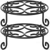 imageAmagabeli 10 inch Metal Plant Stand Heavy Duty for Outdoor Indoor Plants Wrought Iron Rustproof Iron Flower Potted Pot Planter Holder Rack Short Trivet Floor Garden Containers Display Black hpt0012