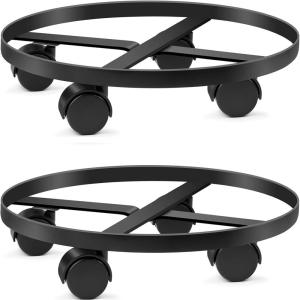imageAMAGABELI GARDEN ampamp HOME 2 Pack 14quot Metal Plant Caddy Heavy Duty Plant Stand With Wheels Iron Potted Round Flower Pot on Rollers Dolly Holder Indoor Outdoor Planter Trolley Casters Rolling Tray Caddies