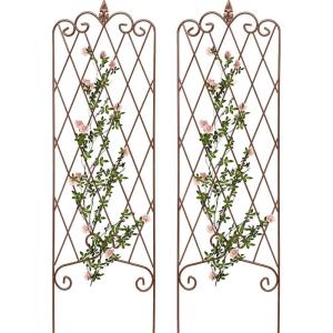 imageAMAGABELI GARDEN ampamp HOME 2 Pack Black Garden Trellis for Climbing Plants 47 x 16 Iron Plant Support Climbing Vines and Flowers Stands Vegetables Patio Metal Lattices Grid Panels for Ivy CucumbersBronze