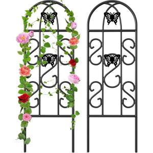 imageAMAGABELI GARDEN ampamp HOME 2 Pack Garden Trellis 60quot x 18quot Rustproof Black Iron Butterfly Potted Vegetables Flowers Patio Metal Lattices Grid Panels for Ivy Roses Cucumbers Clematis SupportsBlackbutterfly 60