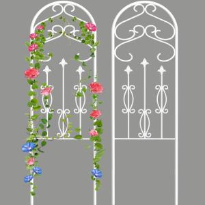 imageAMAGABELI GARDEN ampamp HOME 4 Pack Metal Garden Trellis for Climbing Plants Roses Vines Flower Vegetable 60quot x 18quot Rustproof Sturdy Lattice Black Iron Trellis for Potted Plants Support GT01White