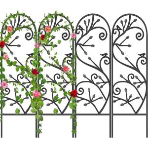imageAmagabeli 4 Pack Garden Trellis for Climbing Plants Outdoor 46quot x 15quot Rustproof Sturdy Black Iron Trellis Plants Support Metal Trellis for Climbing Rose Vine Vegetable Flower Ivy CucumberBlack