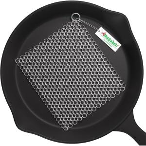 imageAmagabeli Cast Iron Cleaner 8quotx6quot 316L Stainless Steel Chainmail Scrubber Cast Iron Skillet Cleaner for Pan Pot Wok Griddles BBQ Grills Cast Iron Cleaning8x6