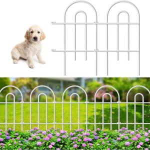imageAmagabeli garden ampamp home 32inH20ftL Decorative Garden Fences and Borders for Dogs 14panels No Dig Metal Fence Panel Garden Edging Border Fence for Animal Barrier Fencing for Flower Bed Yard GreenWhite