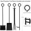 imageAMAGABELI GARDEN ampamp HOME 307in Large Firewood Rack With Fireplace Tools Set Wrought Iron Indoor Outdoor Kindling Log Holder Heavy Duty Wide Wood Storage Log Rack Accessories Shovel Poker Tongs Broom