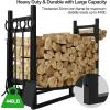imageAMAGABELI GARDEN ampamp HOME 307in Large Firewood Rack With Fireplace Tools Set Wrought Iron Indoor Outdoor Kindling Log Holder Heavy Duty Wide Wood Storage Log Rack Accessories Shovel Poker Tongs Broom