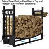 imageAMAGABELI GARDEN ampamp HOME 307in Large Firewood Rack With Fireplace Tools Set Wrought Iron Indoor Outdoor Kindling Log Holder Heavy Duty Wide Wood Storage Log Rack Accessories Shovel Poker Tongs Broom