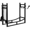 imageAMAGABELI GARDEN ampamp HOME 307in Large Firewood Rack With Fireplace Tools Set Wrought Iron Indoor Outdoor Kindling Log Holder Heavy Duty Wide Wood Storage Log Rack Accessories Shovel Poker Tongs Broom