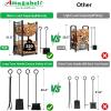 imageAMAGABELI GARDEN ampamp HOME 316in Large Firewood Rack Fireplace Tools Set Wood Holder Indoor log Rack With Tools Tall for Wood Stove Firepit Campfire Storage Stacking Wrought Iron Accessories Outdoor
