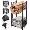imageAMAGABELI GARDEN ampamp HOME 316in Large Firewood Rack Fireplace Tools Set Wood Holder Indoor log Rack With Tools Tall for Wood Stove Firepit Campfire Storage Stacking Wrought Iron Accessories Outdoor