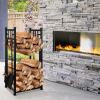 imageAMAGABELI GARDEN ampamp HOME 316in Large Firewood Rack Fireplace Tools Set Wood Holder Indoor log Rack With Tools Tall for Wood Stove Firepit Campfire Storage Stacking Wrought Iron Accessories Outdoor