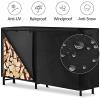 imageAMAGABELI GARDEN ampamp HOME 4ft Firewood Log Rack Cover Outdoor Heavy Duty wood rack cover Waterproof Fire Wood Storage Covers 600D Oxford Fabric Fireplace Logs Holder Cover Black8ft