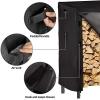 imageAMAGABELI GARDEN ampamp HOME 4ft Firewood Log Rack Cover Outdoor Heavy Duty wood rack cover Waterproof Fire Wood Storage Covers 600D Oxford Fabric Fireplace Logs Holder Cover Black4ft