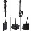 imageAMAGABELI GARDEN ampamp HOME 5 Pcs Fireplace Tools Brass Handles Wrought Iron Set Holder Indoor Outdoor Fireset Fire Pit Stand Rustic Tongs Shovel Brush Chimney Poker Wood Stove Hearth Accessories Kit LrgBlack