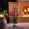 imageAMAGABELI GARDEN ampamp HOME 5 Pcs Fireplace Tools Brass Handles Wrought Iron Set Holder Indoor Outdoor Fireset Fire Pit Stand Rustic Tongs Shovel Brush Chimney Poker Wood Stove Hearth Accessories Kit LrgBrass