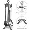 imageAMAGABELI GARDEN ampamp HOME 5 Pieces Fireplace Tools Set Indoor Wrought Iron Fire Place Pit Large Poker Wood Stove Log Firewood Tongs Holder with Handles Modern Black Outdoor Accessories KitPewter